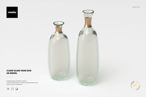 Clear Glass Vase Duo 3D Model - mockup preview 1
