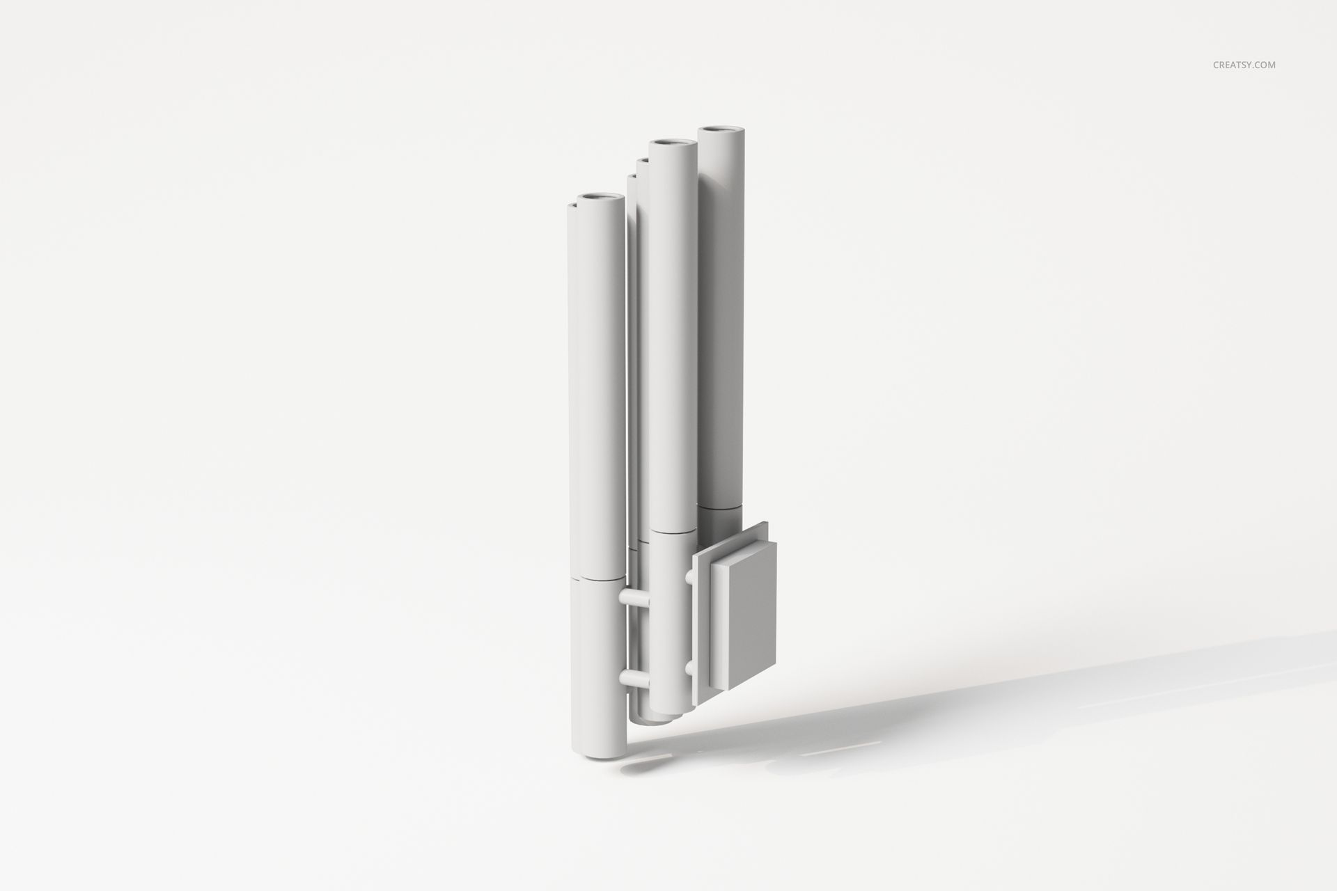 Front view of a modern wall light with cylindrical vertical tubes in matte white, displayed on a plain background.