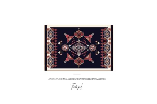 Fleece throw blanket with a geometric tribal pattern in red, navy, and beige, shown in a centered front view mockup.