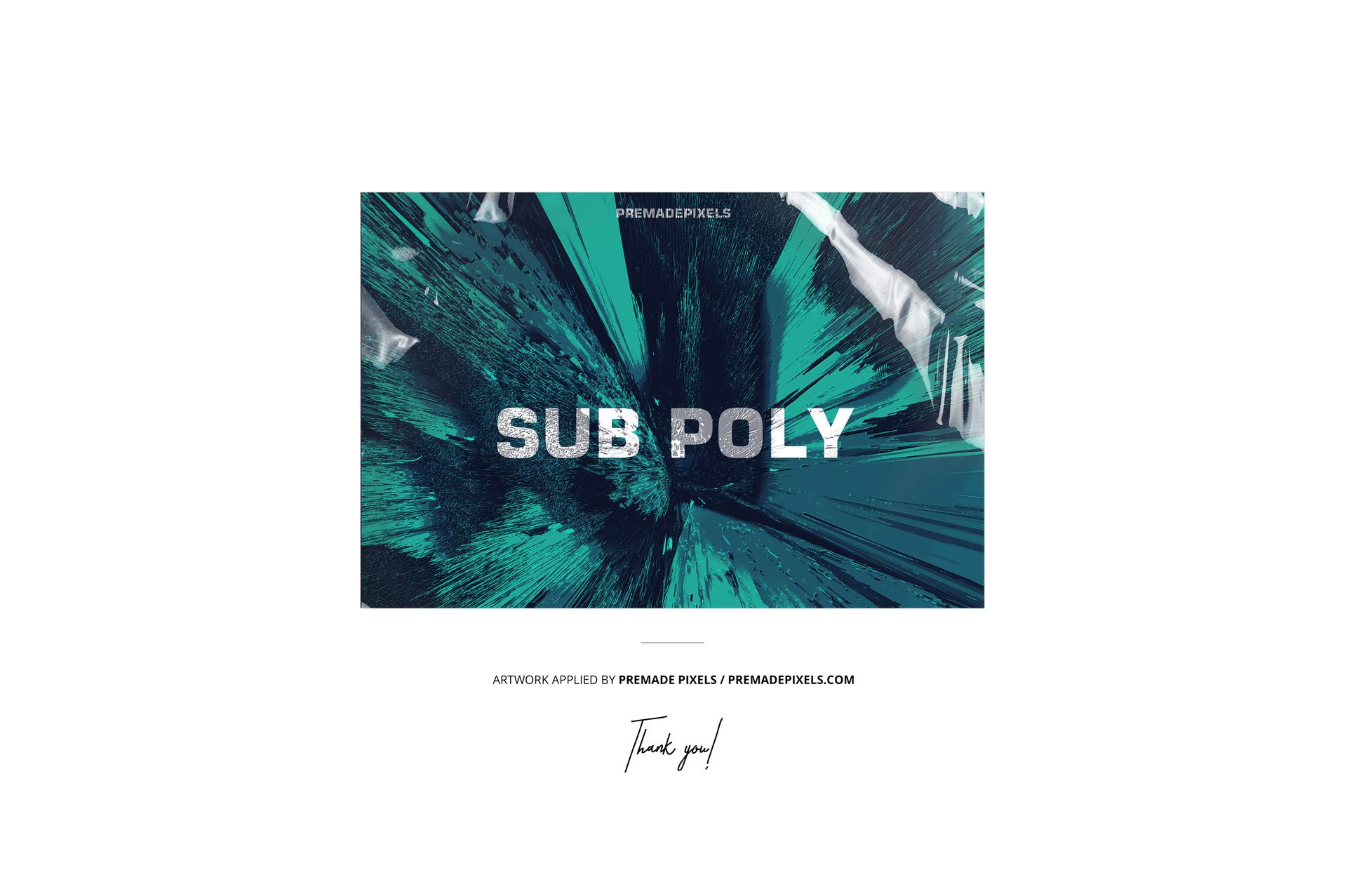 Front view of a vinyl record cover mockup with teal and black smoke effect design and bold white text in the center.