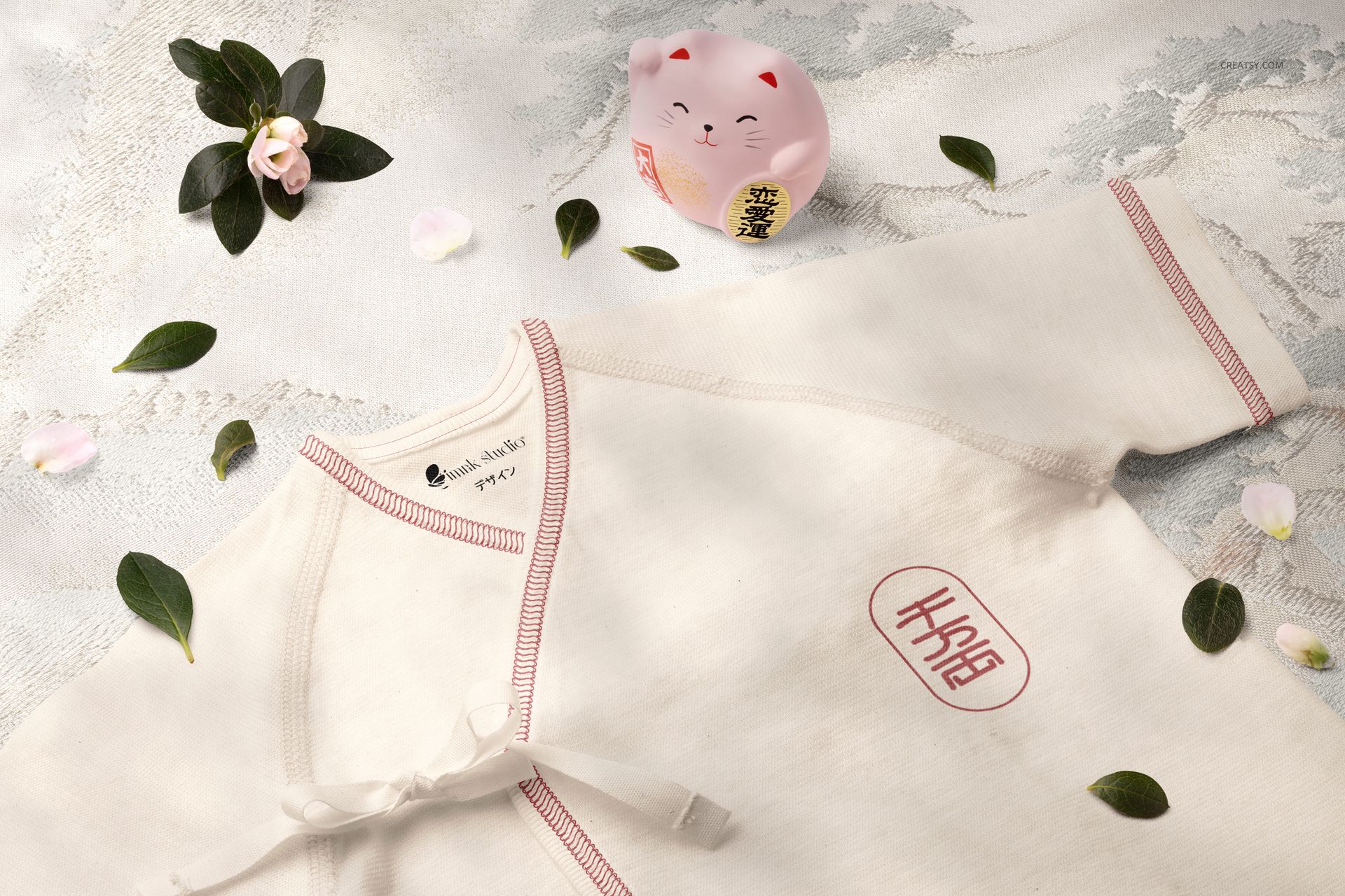 Organic Cotton Baby Undershirt Kimono Bodysuit Mockup Set - mockup screenshot 5