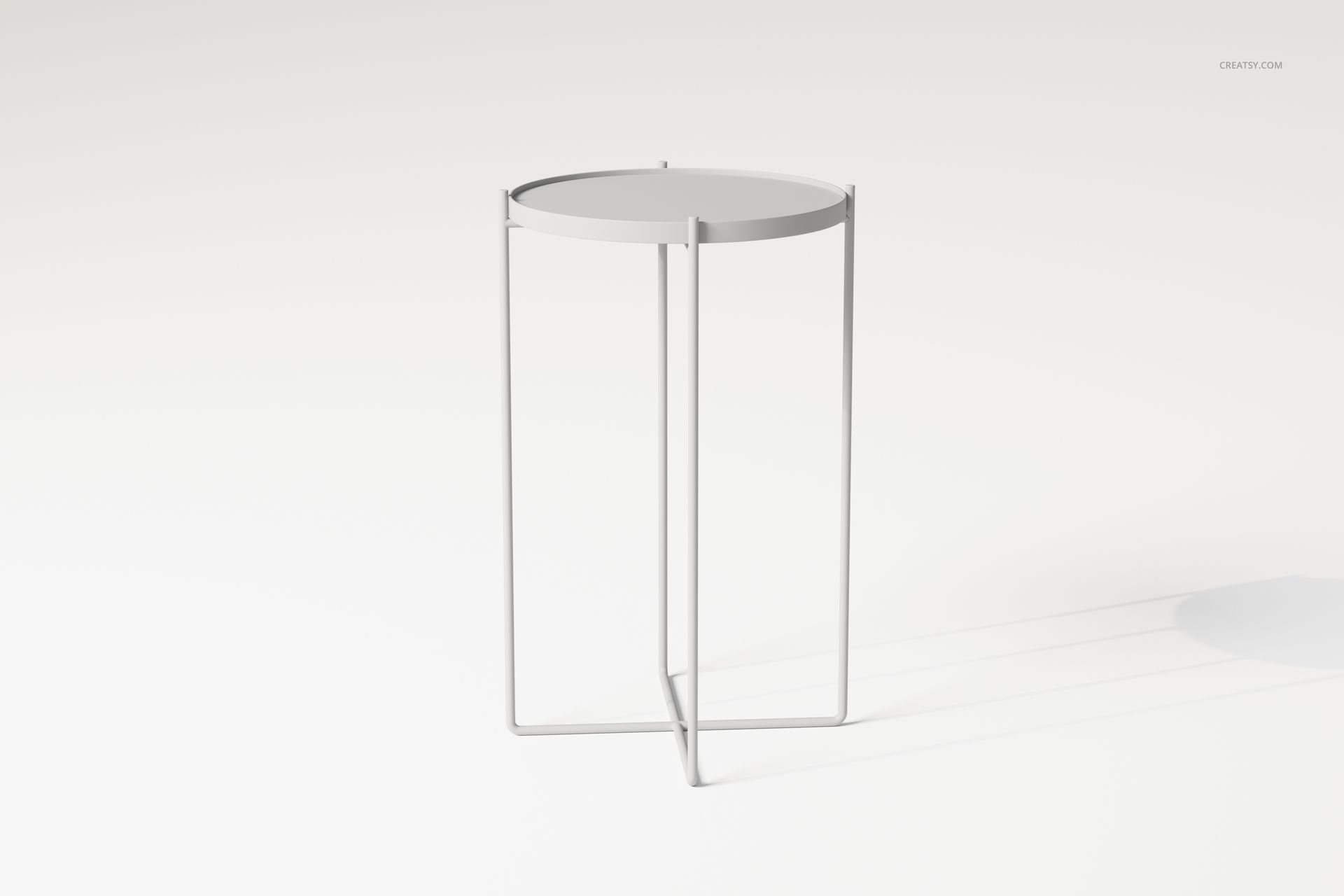 Round metal tray table with minimalist design, shown in a front view against a plain white background.