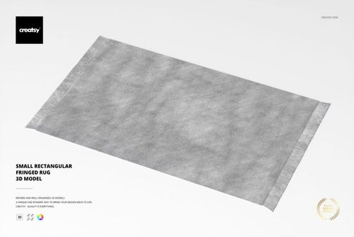 Small Rectangular Fringed Rug 3D Model - mockup preview 1