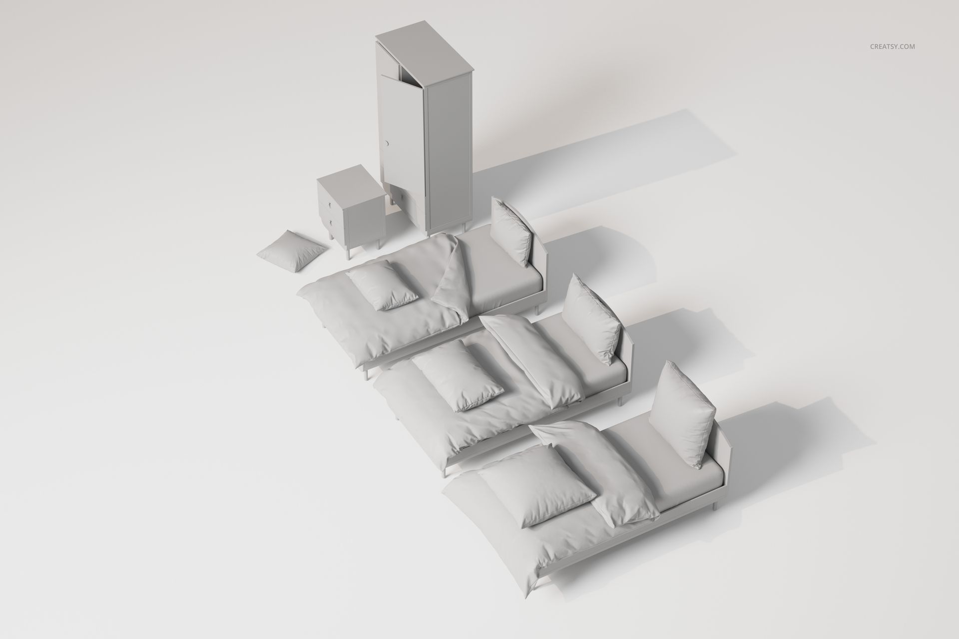 Kids Bedroom Furniture & Bedding Set 2 3D Model - mockup screenshot 3