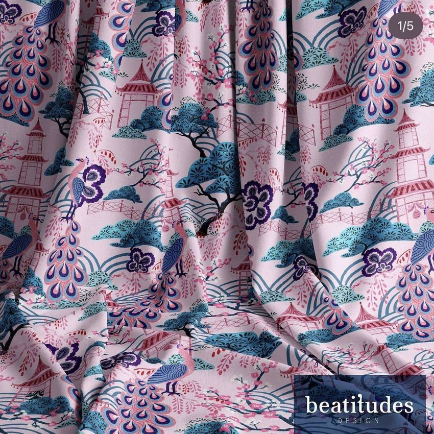 Pink Peacock Chinoiserie by Beatitudes Design - Files in Use example