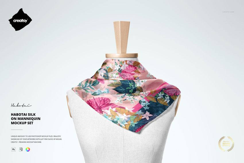 Habotai Silk Scarf on Mannequin Mockup Set - mockup screenshot 1