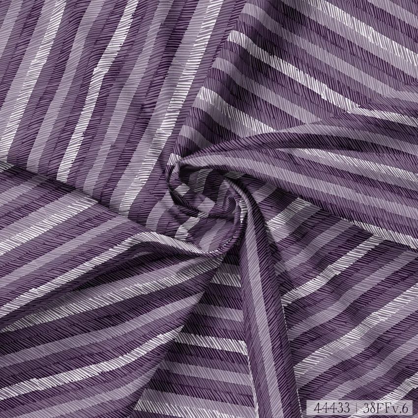 Creased fabric mockup featuring a close-up of purple and gray striped textile, twisted at the center with visible folds.