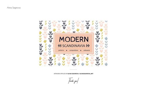 Square silk scarf mockup featuring a narrow hem and modern Scandinavian floral pattern, shown from a front view.