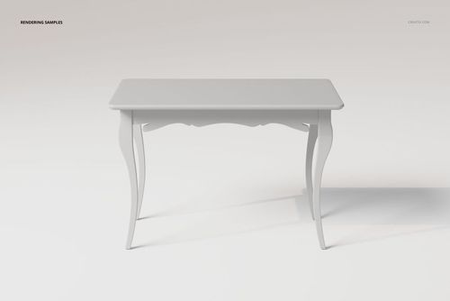 Front view of a wooden accent table with cabriole legs, shown in a plain light gray color on a neutral background.