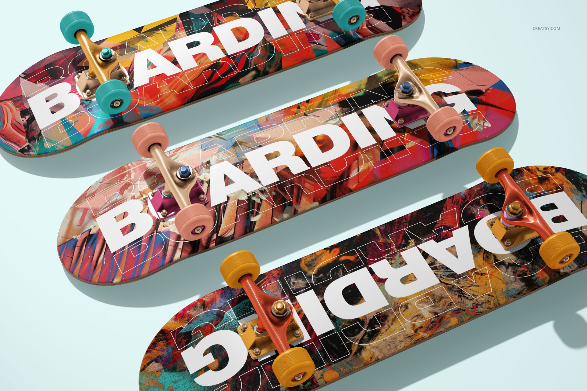Skateboard Deck with Track and Wheels Mockup Set - mockup screenshot 10