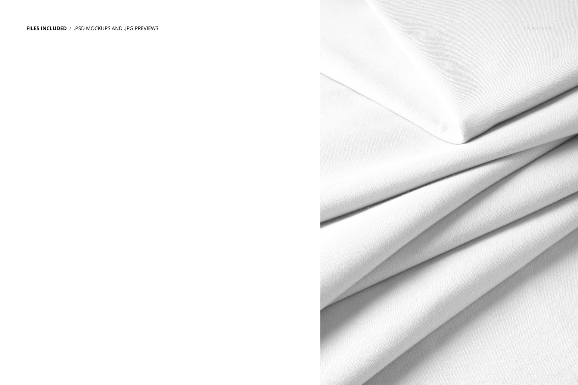 PSD mockup featuring multiple white jersey fabric pieces neatly layered, captured from an overhead perspective.