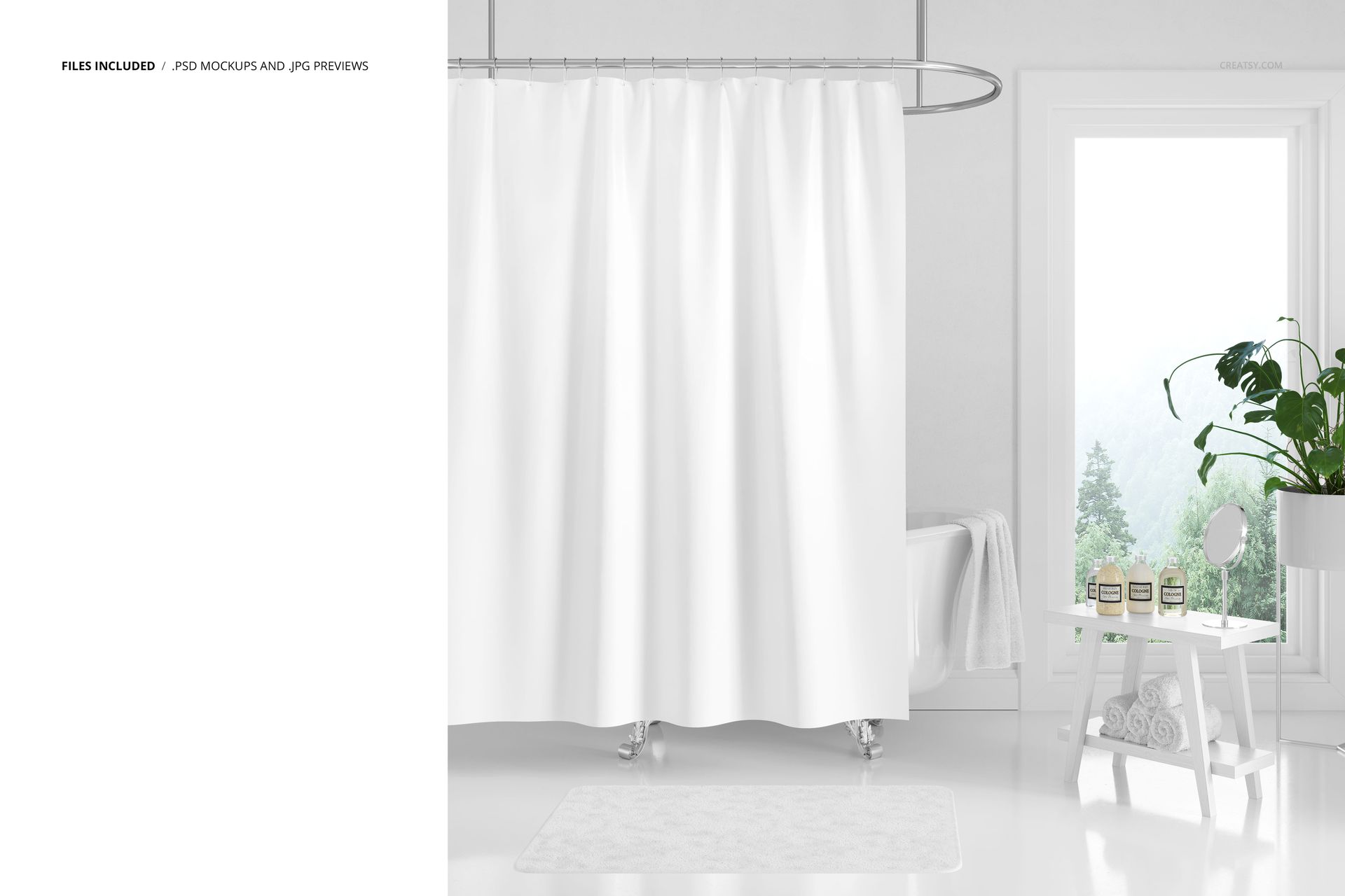 Wave Pleat Shower Curtain Mockup - mockup screenshot 2