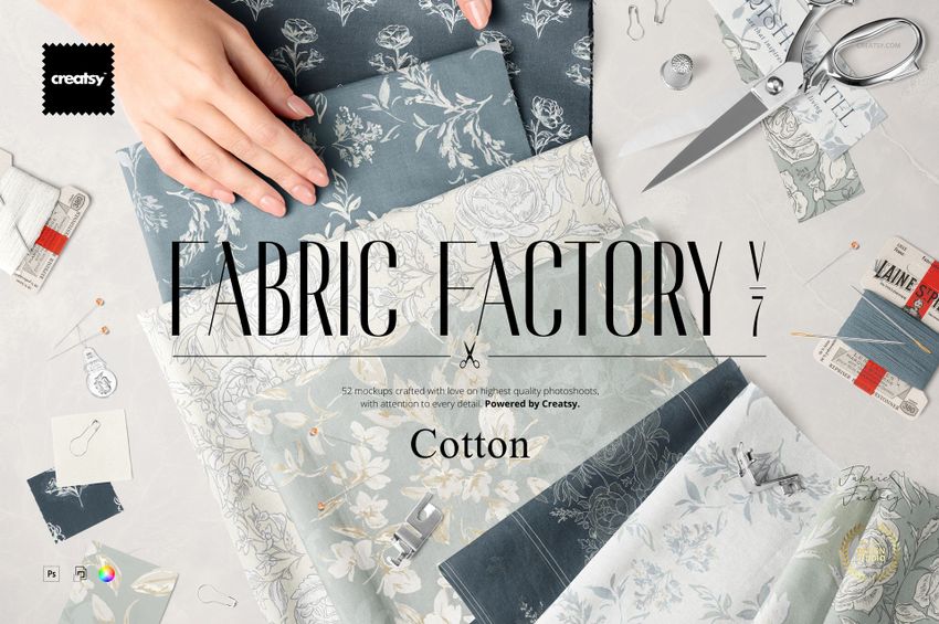 Fabric Factory v.7 Mockup Bundle (Cotton) - mockup screenshot 1