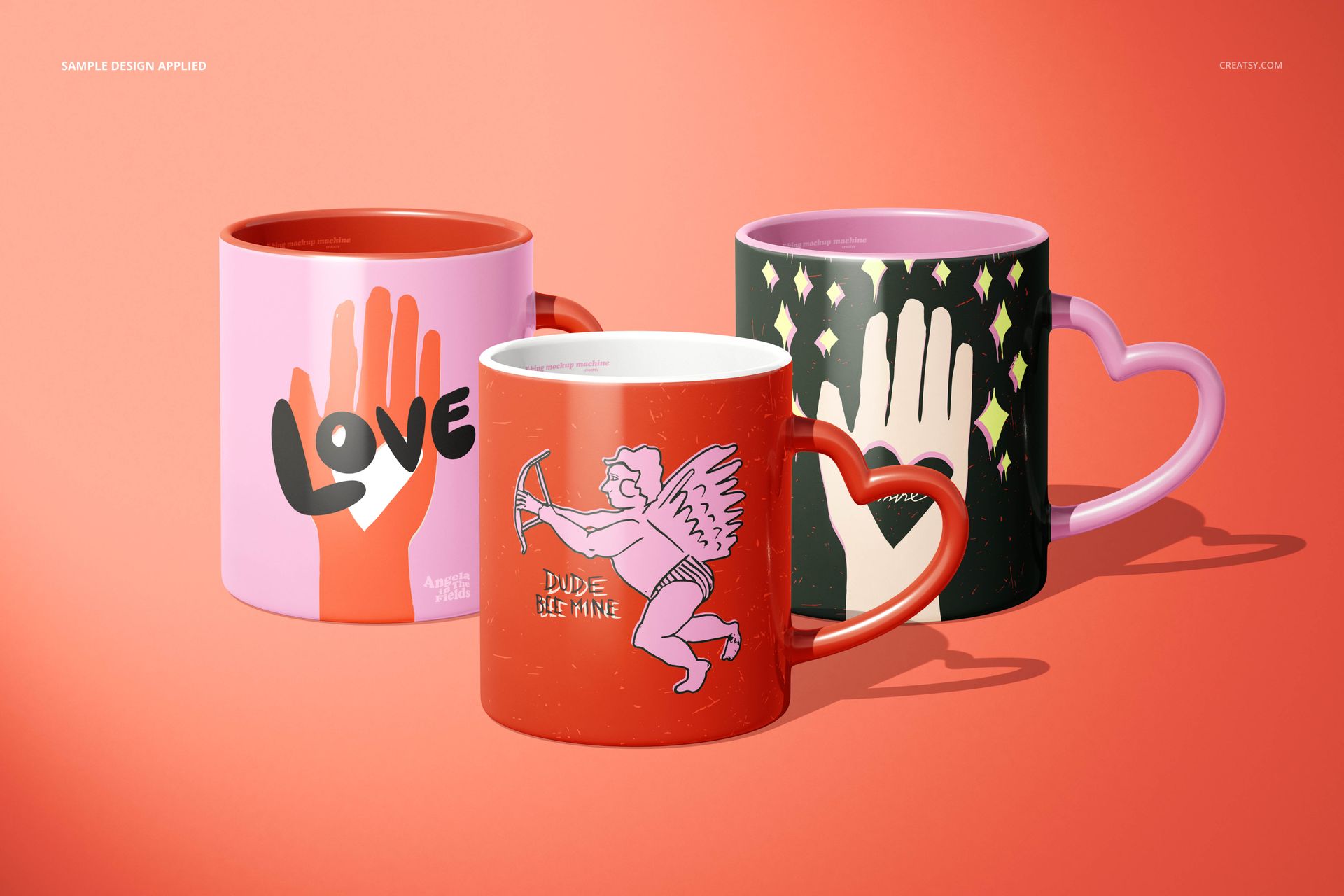 Heart-Shaped Handle Mug Mockup Set - mockup screenshot 5