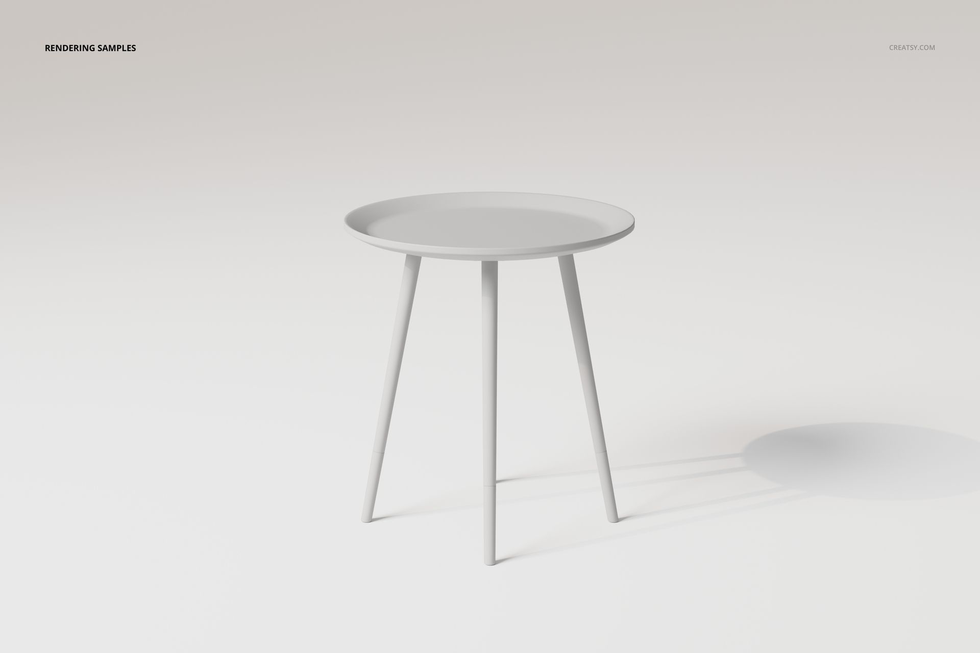 Minimalist geometric side table with three angled legs and a round top, shown from a front angle on a white background.