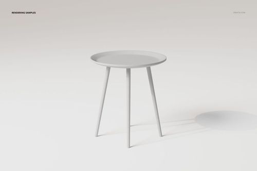 Minimalist geometric side table with three angled legs and a round top, shown from a front angle on a white background.