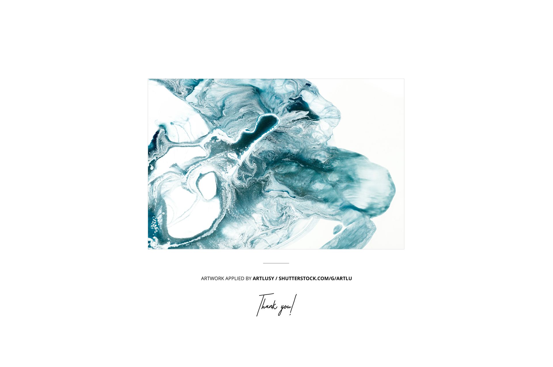 Hanging drawstring bag mockup featuring swirling teal and white abstract design, shown from the front against plain backdrop.