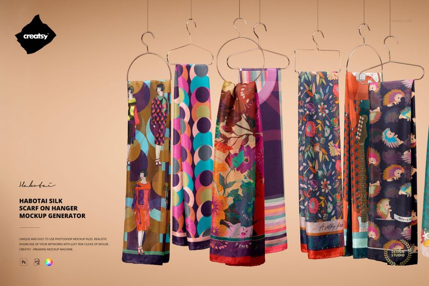 Habotai Silk Scarf on Hanger Mockup Generator - mockup screenshot 1