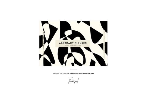 Rectangular vertical blinds mockup featuring bold abstract black and white shapes, front view on white background.