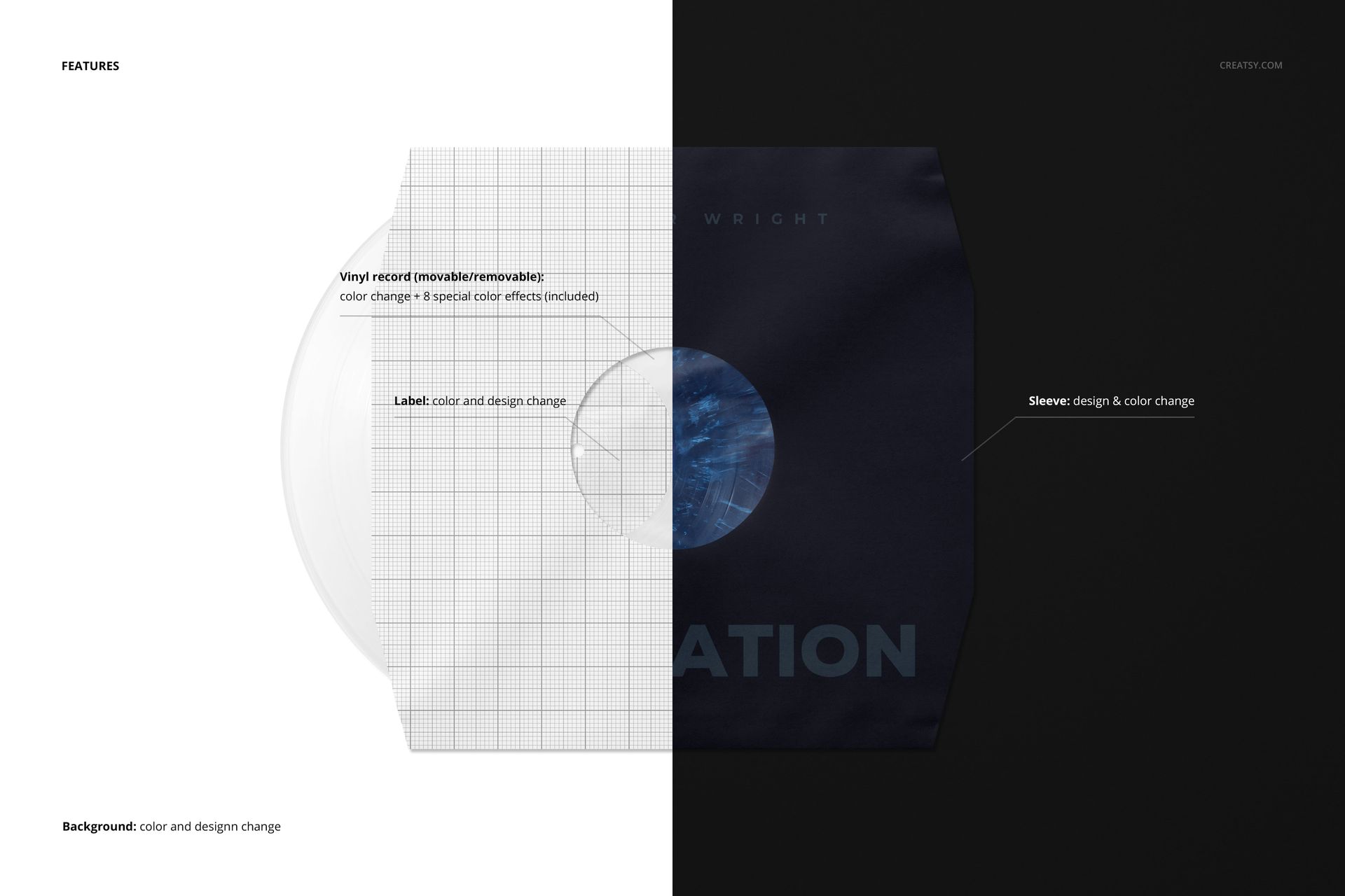 Vinyl Record Paper Sleeve with Poly Lining and Cut Corners Mockup - mockup screenshot 2