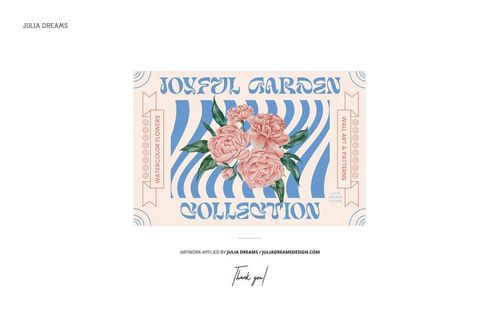 Rectangular silk scarf mockup with pink floral pattern, blue wavy stripes, and text on a light background, front view.