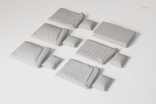 German and Austrian bedding sets displayed on a white surface, featuring various pillow and duvet shapes in neutral colors.