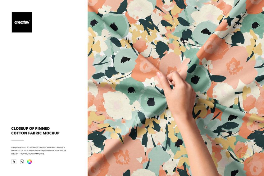 Hand Pinching a Piece of Jersey Fabric Mockup - mockup screenshot 1