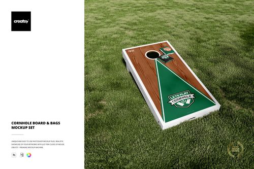 Cornhole Board & Bags Mockup Set - mockup preview 1