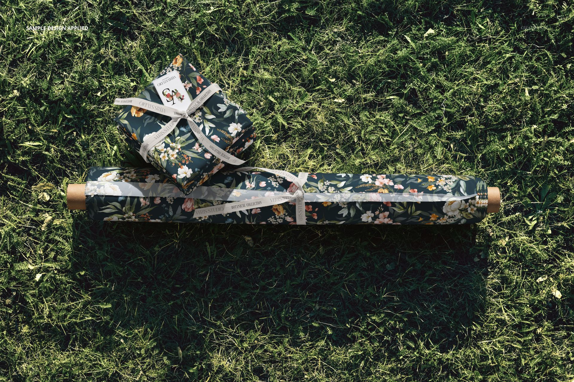 Fabric Roll and Stack in Grass Mockup - mockup screenshot 4