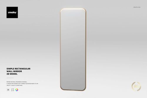 Simple Rectangular Wall Mirror 3D Model - mockup preview 1