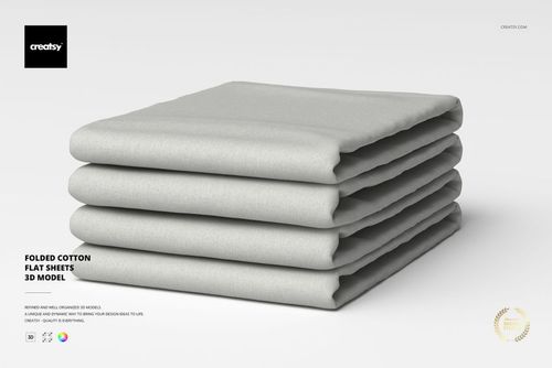 Folded Cotton Flat Sheets 3D Model - mockup preview 1