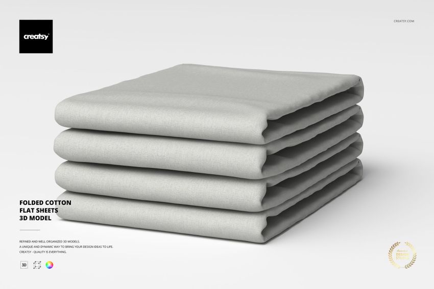 Folded Cotton Flat Sheets 3D Model - mockup screenshot 1