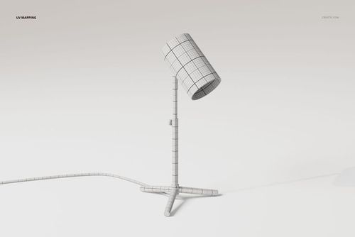 Adjustable cylinder desk lamp 3D model with grid texture, shown from a side angle on a plain white background.