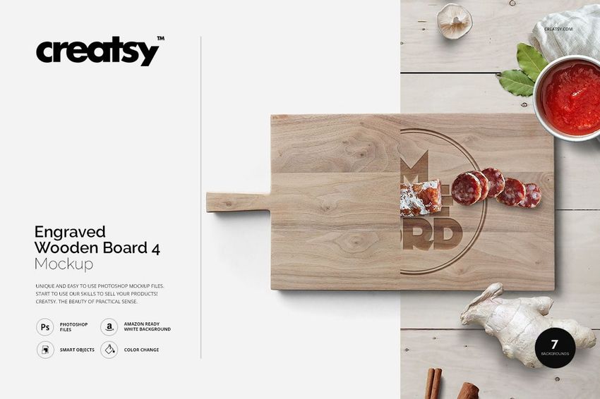 Engraved Wooden Board 4 Mockup - mockup screenshot 1