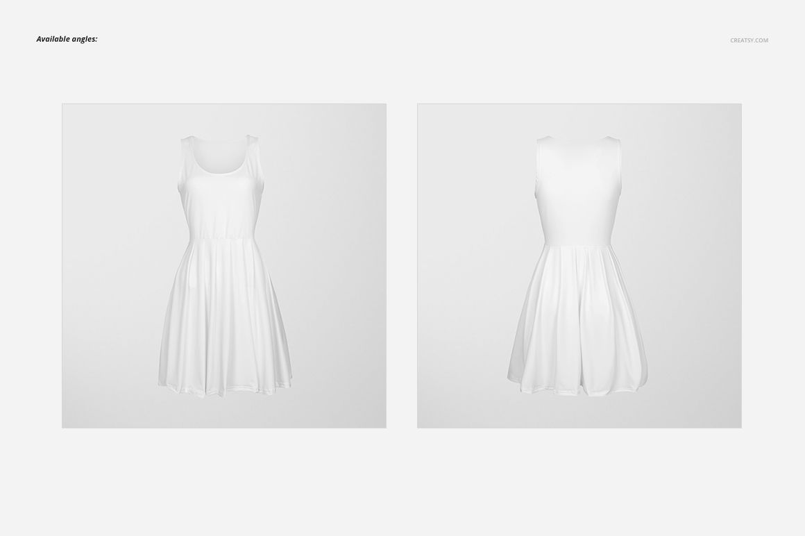 Adult apparel mockup featuring a sleeveless blouse with a wavy hem, presented in front and back perspectives.