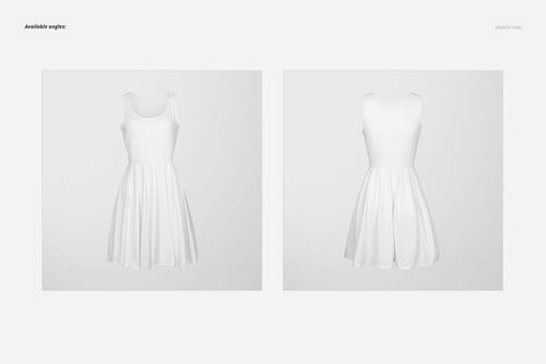 Adult apparel mockup featuring a sleeveless blouse with a wavy hem, presented in front and back perspectives.