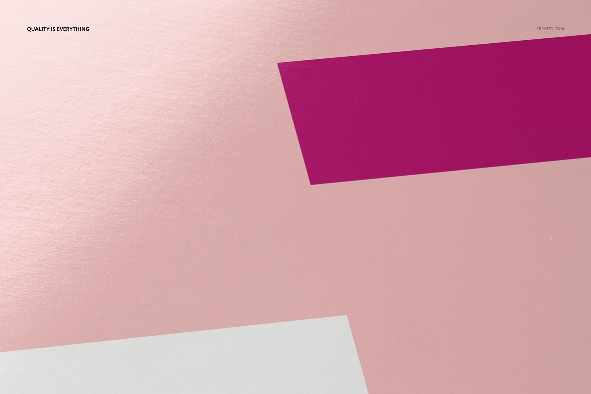 A3 fine art print mockup with a glossy baryte paper texture, featuring pink, magenta, and white rectangles.