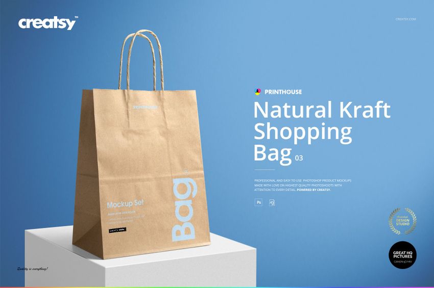 Natural Kraft Shopping Bag 3 Mockup Set - mockup screenshot 1