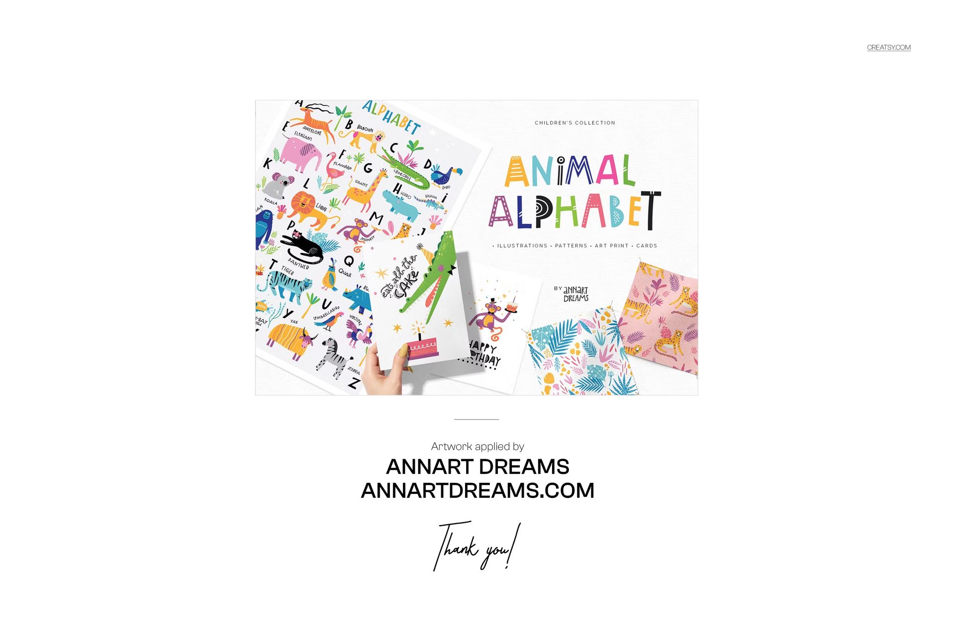 Short-sleeved baby bodysuit mockup displayed on a flat surface, surrounded by colorful illustrated alphabet prints.