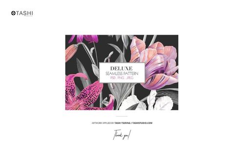 Front view of a bean bag chair mockup featuring a vibrant floral pattern with pink and purple flowers on a dark background.