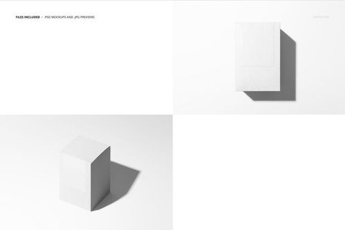PSD mockup of a tall white box featuring a blank sticker, displayed from front and angled top perspectives.