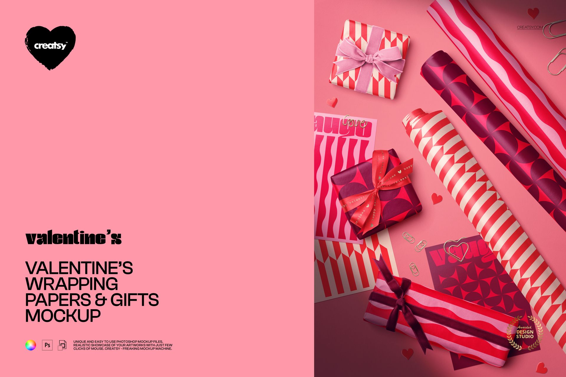 Valentine’s Wrapping Papers & Gifts Mockup