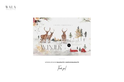 Christmas gift and wrapping paper mockup featuring a wrapped present, ribbon, scissors, and festive paper clips in a holiday scene.
