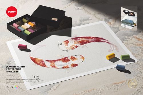 Japanese Pastels Poster Print Mockup Set - mockup preview 1