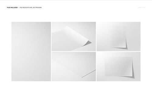 Set of five Fuji Fine Art print mockups showing blank white A3 sheets from various angles on a white background.