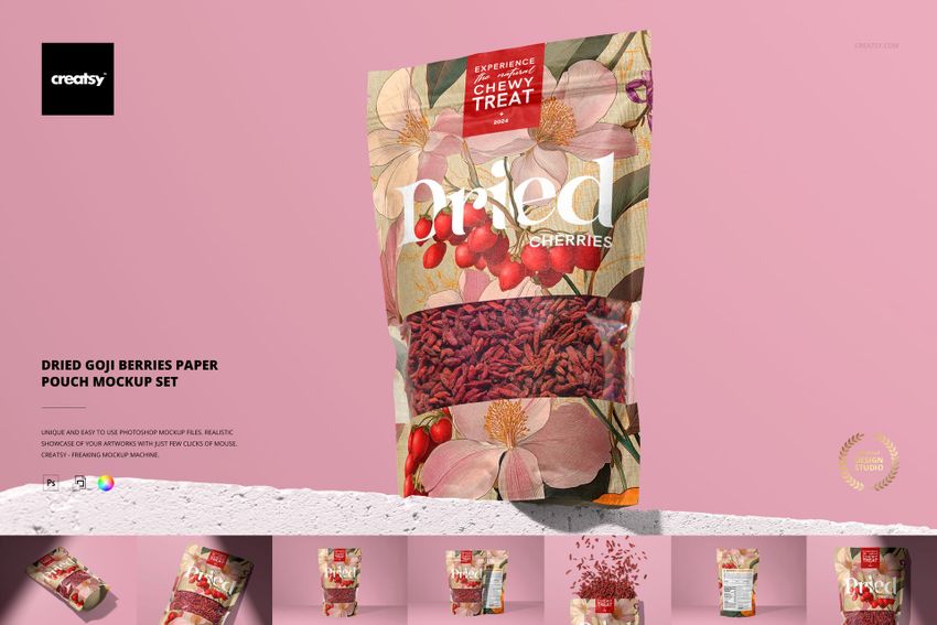 Dried Goji Berries Paper Pouch Mockup Set - mockup screenshot 1