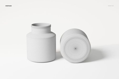 Wireframe render of a jar vase 3D model, showing one upright and one lying on its side against a white background.