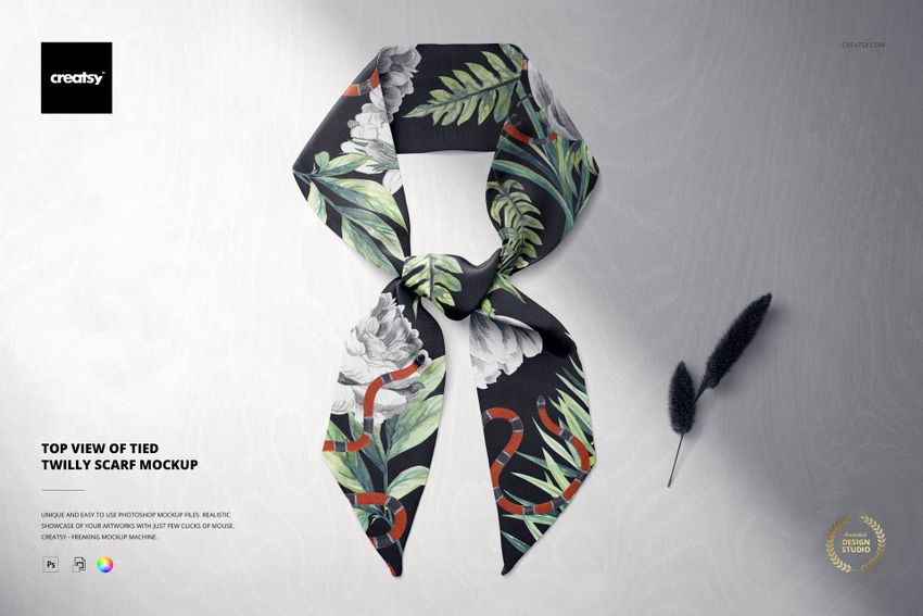 Top View of Tied Twilly Scarf Mockup - mockup screenshot 1