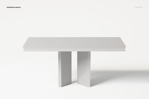 Modern console table with a rectangular top and two vertical, textured supports, shown in a front view on a white background.