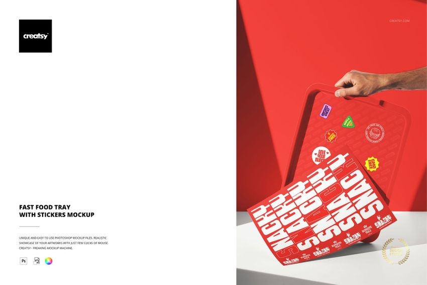 Fast Food Tray with Stickers Mockup - mockup screenshot 1